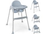 Costway 4 In 1 Seggiolone Per Bambini In Pp E Acciaio Inox, Seggiolone Convertibile Con Doppio Vassoio Rimovibile, Cintura Di Sicurezza A 3 Punti, Seggiolone Combinato Per Bambini Da 6 A 36 Mesi (Grigio)
