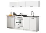 Set Da Cucina: Otto Ante, Sei Ripiani, Colore: Bianco, Dimensioni Del Mobile: L: 200 Cm, A: 174 Cm, P: 46 Cm