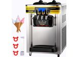 VEVOR Kommerzielle Softeismaschine 2350 W Arbeitsplatte Softeismaschine 22-30 L/Std.Softeismaschine Desktop, Softeismaschine 3 Geschmack mit LCD-Display Eiscrememaschine Speiseeismaschine
