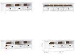 Vidaxl Mobile Tv Hill White 158X40X47 Cm Pino Massiccio - Mobile Tv - Mobili Tv - Mobili Tv - Credenza