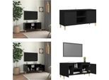 Vidaxl Mobile Tv Con Gambe In Legno Massiccio Nero 103,5X35X50 Cm - Mobile Tv - Mobili Tv - Credenza - Credenze