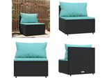 Vidaxl Divano Da Centro Giardino Con Cuscini In Poly Rattan Nero - Divano Da Centro - Divani Da Centro - Divano - Divano Da Esterno