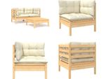 Vidaxl Set Salotto Da Giardino 3 Pezzi Con Cuscini In Legno Di Pino Massiccio Color Crema - Set Salotto Da Giardino - Set Salotto Da Giardino - Set Mobili Da Giardino - Set Mobili Da Giardino