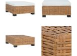 Vidaxl Sgabello Con Cuscino In Rattan Naturale - Sgabello - Poggiapiedi - Panca Per Piedi - Poggiapiedi