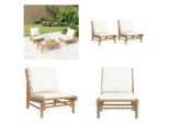 Vidaxl Sedie Da Giardino 2 Pezzi Con Cuscini Bianchi Crema Bambù - Sedia Da Giardino - Sedie Da Giardino - Sedia Da Esterno - Sedia Da Patio