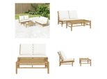 Vidaxl Set Da Salotto Da Giardino 2 Pezzi Con Cuscini Bianchi Crema Bambù - Set Da Salotto Da Giardino - Set Da Salotto - Set Da Salotto Terrazza
