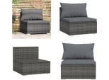 Vidaxl Divano Da Giardino Con Cuscini In Poly Rattan Grigio - Divano Da Giardino - Divano Da Giardino - Divano - Divano Da Patio