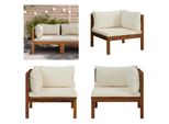 Vidaxl Divano Angolare Modulare Con Cuscini Bianchi Crema In Legno Di Acacia - Divano Angolare - Divani Angolari - Divani - Divani