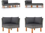 Vidaxl Set Salotto Da Giardino 3 Pezzi In Poly Rattan E Legno Massiccio Di Eucalipto - Set Divano Da Giardino - Set Divano Da Giardino - Set Arredo Giardino - Set Arredo Giardino