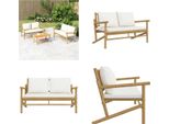 Vidaxl Panca Da Giardino Con Cuscini Bianchi Crema In Bambù - Panca Da Giardino - Panca Da Giardino - Panca Da Giardino - Panca Da Esterno
