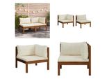 Vidaxl Set Di Divani 2 Pezzi Con Cuscini Bianchi Crema In Legno Massiccio Di Acacia - Set Di Divani - Set Di Divani - Divani In Legno - Divani In Legno