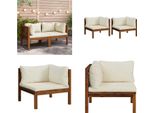 Vidaxl Divani Ad Angolo 2 Pezzi Con Cuscini Bianchi Crema In Legno Massiccio Di Acacia - Divano Ad Angolo - Divani Ad Angolo - Divano - Divani