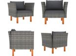 Vidaxl Divano Da Giardino In Poly Rattan E Legno Massiccio Di Eucalipto - Divano Da Giardino In Rattan - Divano Da Giardino - Divani Da Giardino