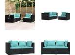 Vidaxl Set Salotto Da Giardino 3 Pezzi Con Cuscini In Poly Rattan Nero - Set Salotto Da Giardino - Set Salotto Da Giardino - Divano E Tavolo - Set Salotto Da Patio