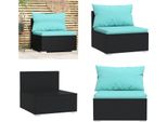 Vidaxl Divano Da Centro Giardino Con Cuscini In Poly Rattan Nero - Divano Da Centro Giardino - Divani Da Centro Giardino - Divano Modulare - Divano Da Esterno