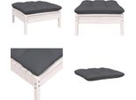 Vidaxl Sgabello Da Giardino Con Cuscino Antracite In Legno Di Pino Massiccio Bianco - Sgabello - Poggiapiedi - Panca Per Piedi - Poggiapiedi