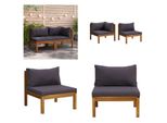 Vidaxl Set Di Divani 2 Pezzi Con Cuscini Grigio Scuro In Legno Massiccio Di Acacia - Set Di Divani - Set Di Divani - Divani In Legno - Divani In Legno