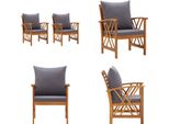 Vidaxl Sedie Da Giardino Con Cuscino 2 Pz. Legno Massiccio Di Acacia - Sedia Da Giardino - Sedie Da Giardino - Sedia Da Giardino - Sedie Da Giardino
