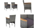 Vidaxl Sedie Da Pranzo Da Giardino 2 Pz. Poly Rattan Grigio - Sedia In Rattan - Sedie In Rattan - Sedie Da Giardino - Poltrona In Rattan - Poltrona In Rattan