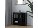 The Living Store Vetrina Nera 82,5X30,5X80 Cm Materiale A Base Di Legno