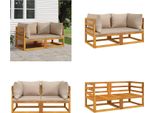 Vidaxl Divani Angolari Modulari 2 Pezzi Con Cuscini Taupe In Legno Massiccio Di Acacia - Divano Angolare - Divani Angolari - Mobili Da Giardino - Divano Da Giardino