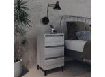 The Living Store Comodino Con Gambe In Metallo Grigio Sonoma 40X35X69 Cm