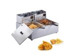 Friggitrice Elettrica Commerciale, Doppia Vasca, Piano Di Lavoro In Acciaio Inox, Senza Timer, Senza Filtro, Doppia Vasca, Ue