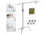 Treppiede Per Stativi In Acciaio Inox, Design Pieghevole, Regolabile In Altezza, 2,6M Con Ruote