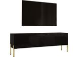 Cabinet Tv: Nero Opaco Con Gambe In Oro, 140 X 52 X 32 Cm