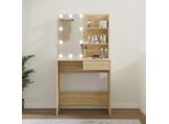 The Living Store Comodino Con Led Rovere Sonoma 74,5X40X141 Cm Materiale In Legno