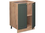 Vicco Mobiletto Base Cucina Fame-Line, 60 Cm , Pt Rovere, Verde-Oro Country House/Quercia Dorata