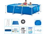 Piscina Intex Con Struttura Rettangolare - 220 X 150 X 60 Cm - Blu - Include Copertura - Kit Di Manutenzione - Pompa Filtro Per Piscina - Filtro - Kit Pulizia - Scaletta