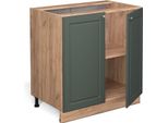 Vicco Mobiletto Base Cucina Fame-Line, 80 Cm Con Ripiano, Pl Rovere, Verde-Oro Country House/Quercia Dorata
