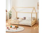 Letto Per Bambini 'Hesel' Con Protezione Anticaduta Rete A Doghe 140 X 200 Cm Effetto Legno