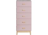 Cassettiera Mobili Rebecca Orchidea 115X50X40 Mdf Pino Rosa Marrone Scandinavo Da Montare