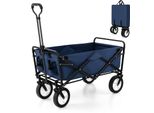 Costway Carrello Da Giardino Pieghevole Con Maniglia Regolabile E Portabicchieri Fino A 68 Kg Per La Spesa, Il Campeggio Blu