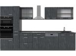 Vicco Cucina Completa R-Line, 350 Cm , Pl Antracite, Calcestruzzo Nero/Antracite/Antracite