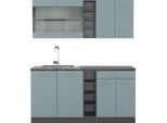 Vicco Cucina Completa R-Line, 160 Cm , Pt Antracite, Blu-Grigio/Antracite