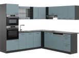 Vicco Cucina Angolare Completa R-Line, 237 X 247 Cm , Pt Antracite, Blu-Grigio/Antracite