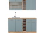 Vicco Cucina Completa R-Line, 160 Cm , Pt Rovere, Rovere Blu-Grigio/Oro