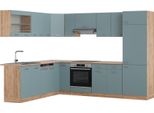 Vicco Cucina Angolare Completa R-Line, 227 X 287 Cm , Pt Rovere, Rovere Blu-Grigio/Oro