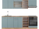 Vicco Cucina Componibile R-Line, 240 Cm , Pt Rovere, Rovere Blu-Grigio/Oro