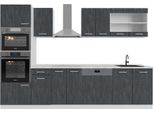 Vicco Cucina Componibile R-Line, 300 Cm Senza Piano Di Lavoro, Nero Cemento/Bianco