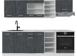 Vicco Cucina Componibile R-Line, 240 Cm Senza Piano Di Lavoro, Nero Cemento/Bianco