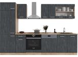 Vicco Cucina Componibile R-Line, 300 Cm Pt Rovere, Calcestruzzo Nero/Quercia Dorata