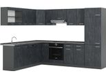 Vicco Cucina Angolare Completa R-Line, 227 X 287 Cm Pt Antracite, Calcestruzzo Nero/Antracite