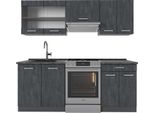 Vicco Cucina Componibile R-Line, 200 Cm Senza Piano Di Lavoro, Calcestruzzo Nero/Antracite
