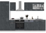 Vicco Cucina Componibile R-Line, 300 Cm Senza Piano Di Lavoro, Nero Cemento/Bianco