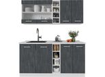 Vicco Cucina Completa R-Line, 160 Cm Pt Marmo, Nero Cemento/Bianco