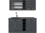 Vicco Cucina Completa R-Line, 160 Cm Pt Antracite, Calcestruzzo Nero/Antracite